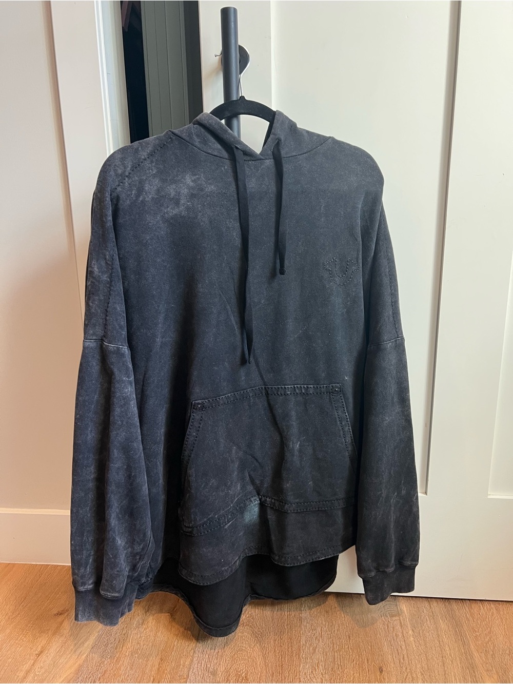 True Religion Washed Black Pullover Hoodie